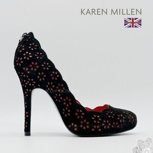 KAREN MILLEN Super Sexy Black Suede Heels 37.5 (fits like a 37)